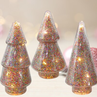 Target Bullseye Christmas 2024 Glittered Filled LED Light Up Glass Tree Trees  | eBay | eBay US