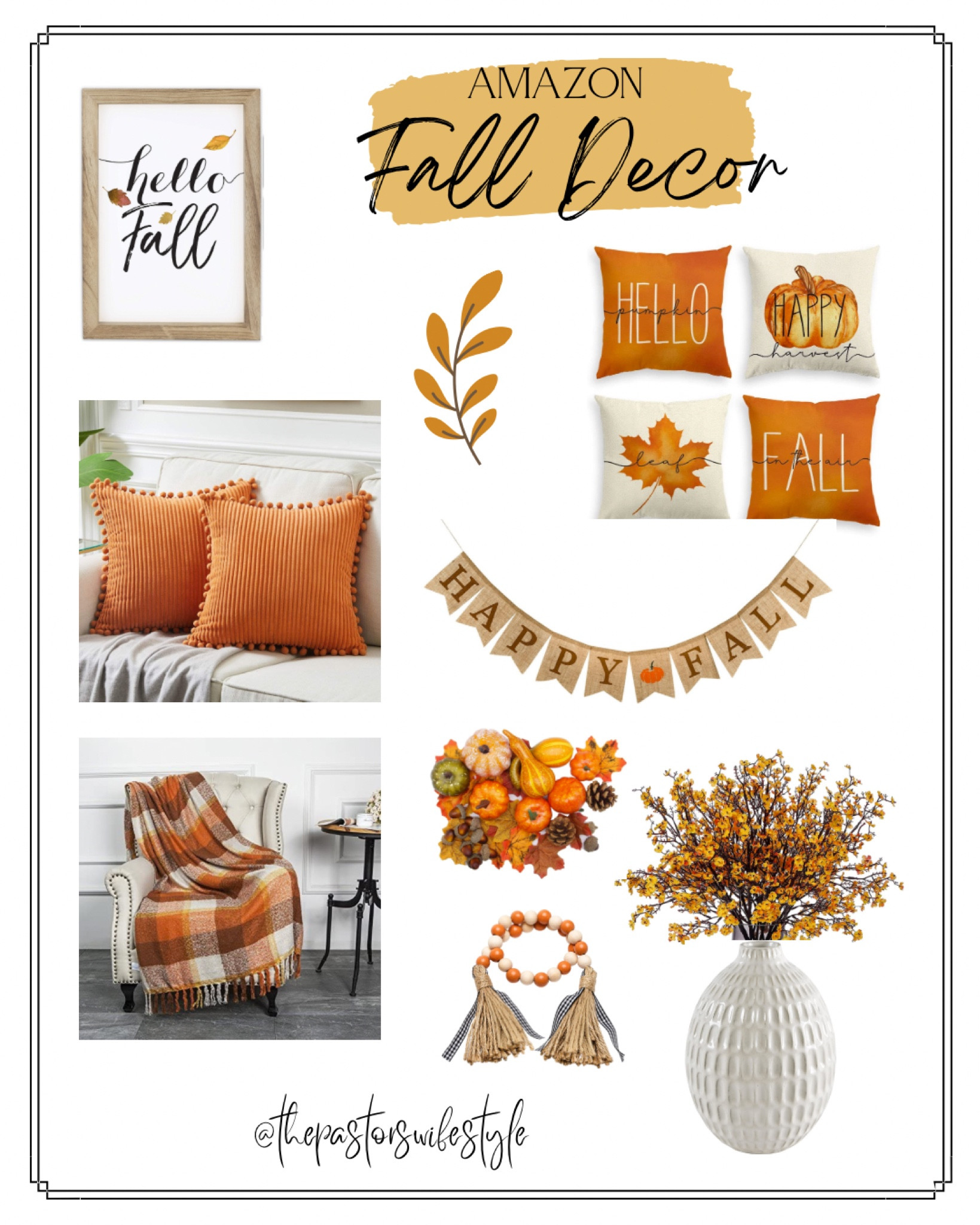 Amazon Fall Decor finds!

Tags:
Amazon home decor 
Amazon fall home
Amazon decorations
Amazon pillows
Amazon throw pillows
Amazon fall throws
Amazon fall blankets
Amazon fall garland
Amazon pumpkins
Amazon faux florals
Amazon faux fall florals
Amazon fall stems
Amazon vase
Amazon decorative beads

#LTKSeasonal #LTKunder50 #LTKhome