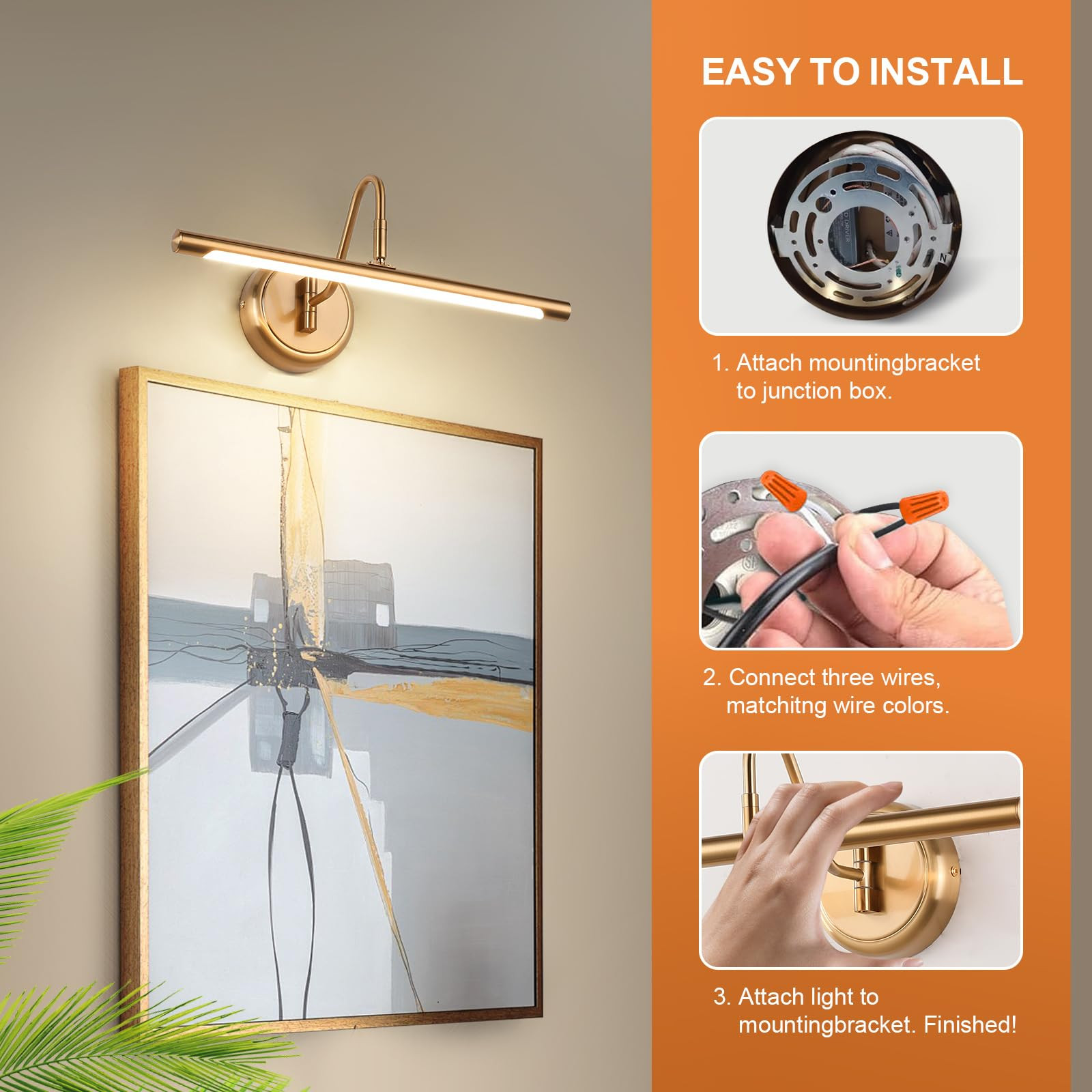 JOOSENLUX Modern Brass Picture Light Hardwired - 16.54'' for Wall Painting and Artwork Display - ... | Amazon (US)