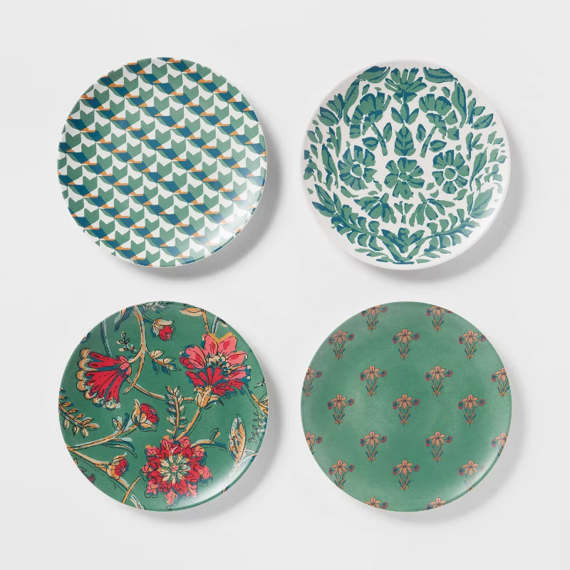 6.8" 4pk Bamboo and Melamine Mixed Pattern Appetizer Plates - Threshold™ | Target