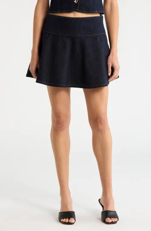 ASTR the Label Lennon Denim Miniskirt in Dark Denim at Nordstrom, Size Medium | Nordstrom