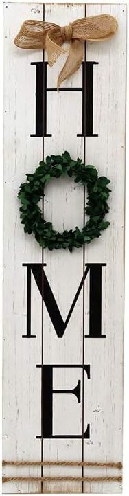 Parisloft Wooden Home Plaque with Green Wreath|Large Farmhouse Home Signs Plaque Wall Hanging Hou... | Amazon (US)
