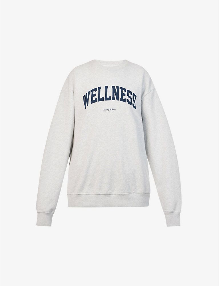 SPORTY & RICH Wellness slogan-print cotton-jersey sweatshirt | Selfridges