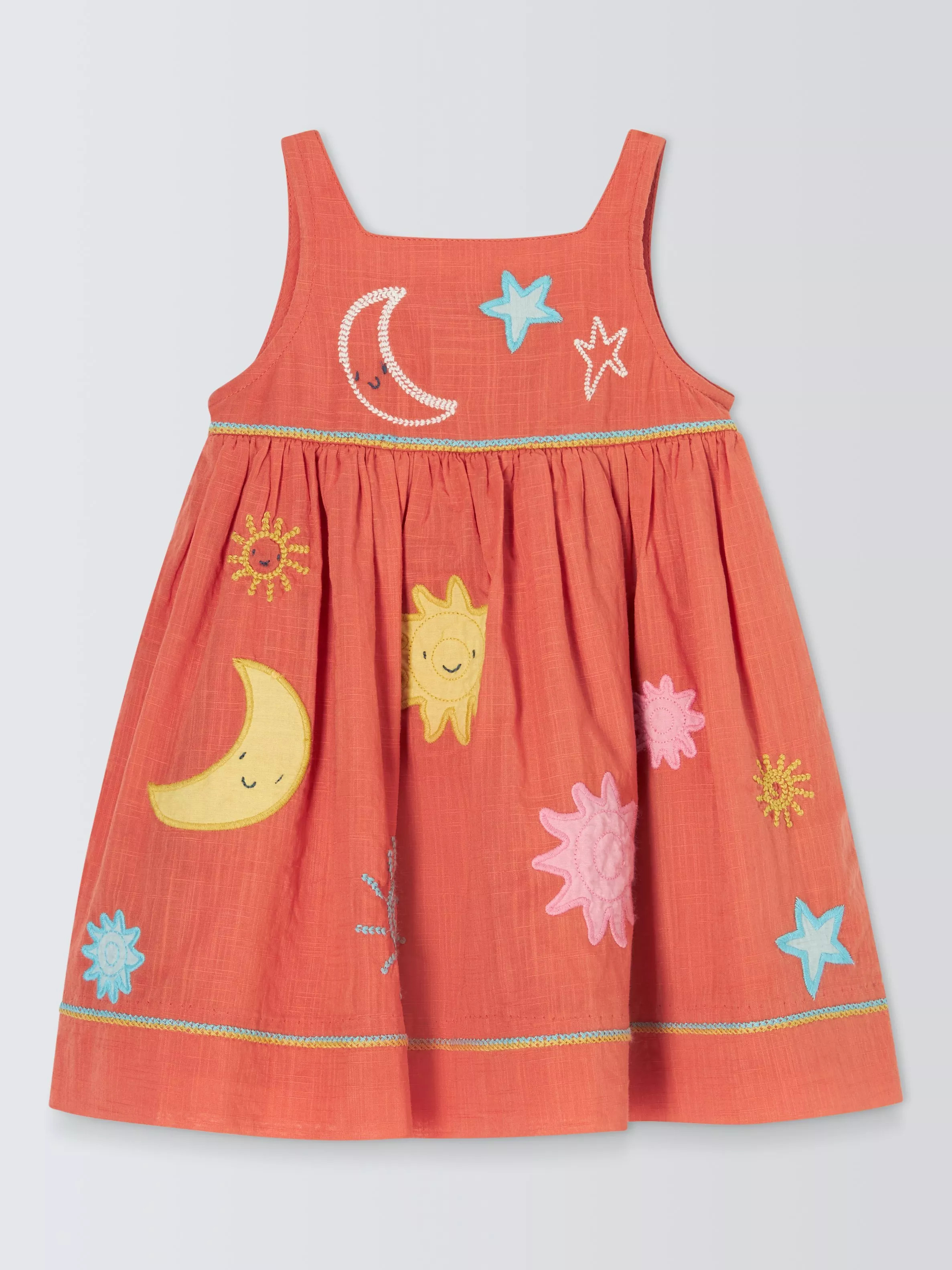 John Lewis Baby Embroidered Celestial Dress, Red | John Lewis (UK)