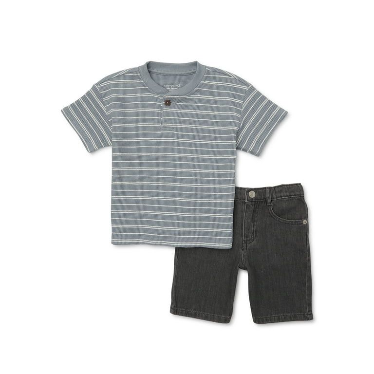 easy-peasy Toddler Henley Tee and Denim Short Outfit Set, 2-Piece, Sizes 18M-5T | Walmart (US)