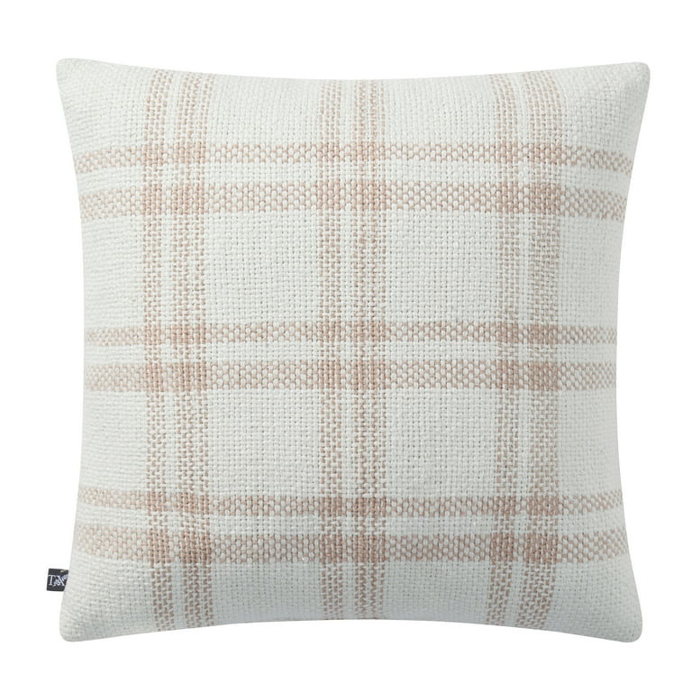My Texas House 20" x 20" Emerson Reversible Rose Pink Plaid Cotton Decorative Pillow | Walmart (US)