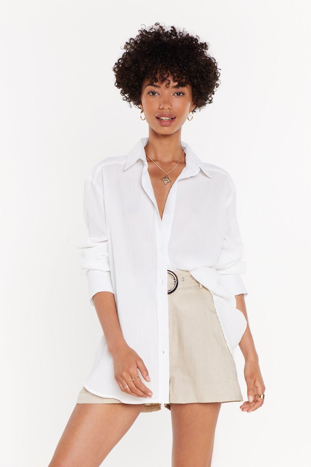 Womens White Oversized Shirt with Button-Down Closure | NastyGal (US & CA)