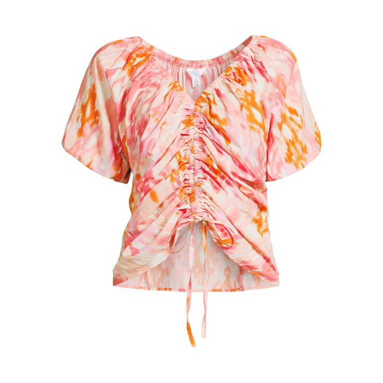 Time and Tru Women’s Woven Top with Puff Sleeves, Sizes XS-XXXL - Walmart.com | Walmart (US)