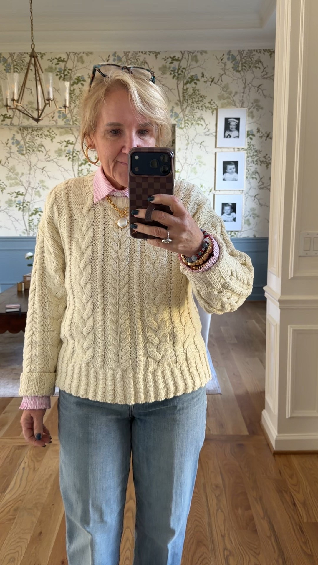 @chicos straight leg jeans size 1.0 reg not short. They do come in a tall 
@jcrew sweater size medium
Amazon blouse size large I didn’t need to size up 
Allie Bess jewelry discount code NANETTE20


#LTKPetite #LTKOver40 #LTKootd