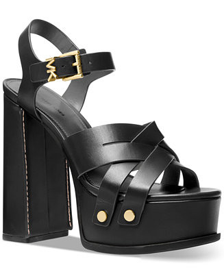 MICHAEL Michael Kors Nora Gold Leather Platform Sandals - Macy's | Macy's