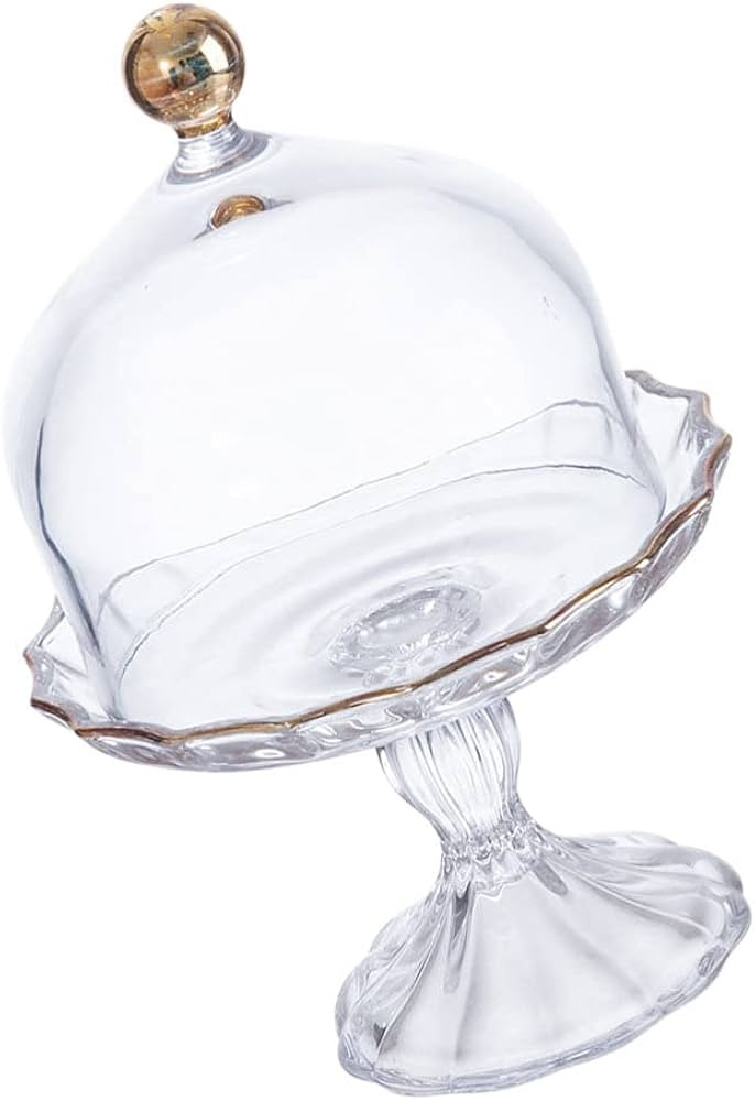 Angoily Footed Cake Plate Server Glass Clear Cloche Dome Mini Cake Display Cover Mini Cake Stand ... | Amazon (US)