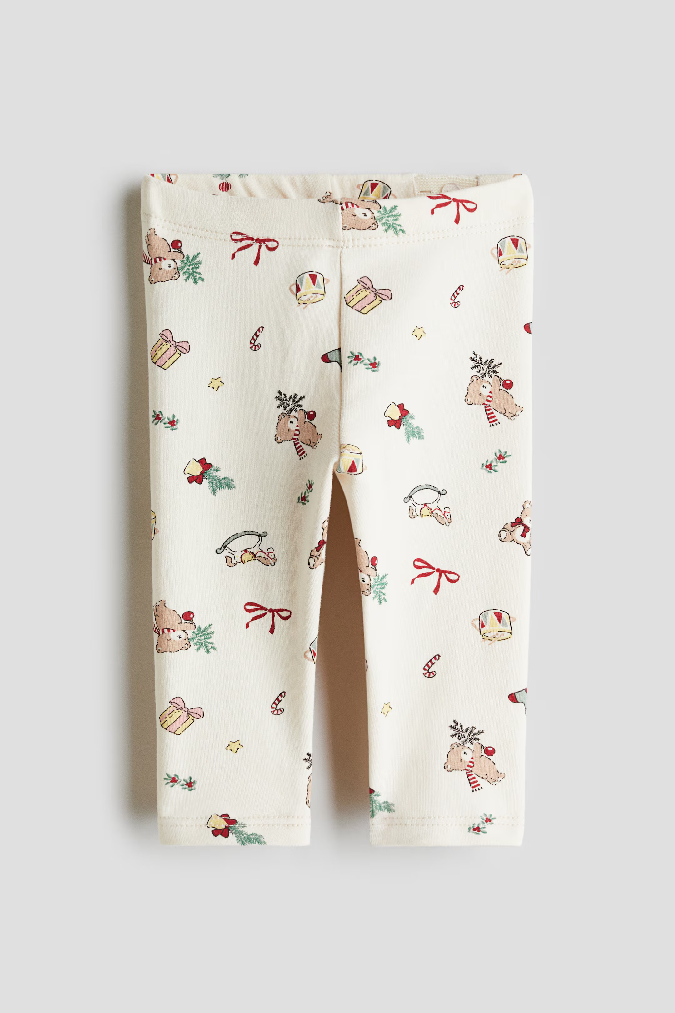 Printed Brushed-Inside Leggings - Light beige/Christmas - Kids | H&M US | H&M (US + CA)