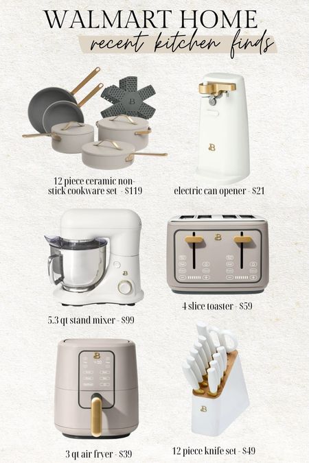 Walmart home - recent kitchen finds 🤍 these kitchen appliances are such good quality and SO beautiful in person!🤩 I’m obsessed with the taupe color

Kitchen appliances, pots and pans, non stick pans, toaster, kitchen mixer, air fryer, kitchen knife set, neutral kitchen appliances, Walmart home, Walmart kitchen, beautiful crew barrymore, kitchen decor, white kitchen, Christine Andrew, Andrew home 
@walmart #WalmartHome #WalmartPartner 

#LTKFindsUnder50 #LTKHome #LTKFindsUnder100
