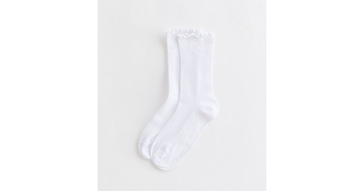 White Frill Trim Tube Socks  | New Look | New Look (UK)