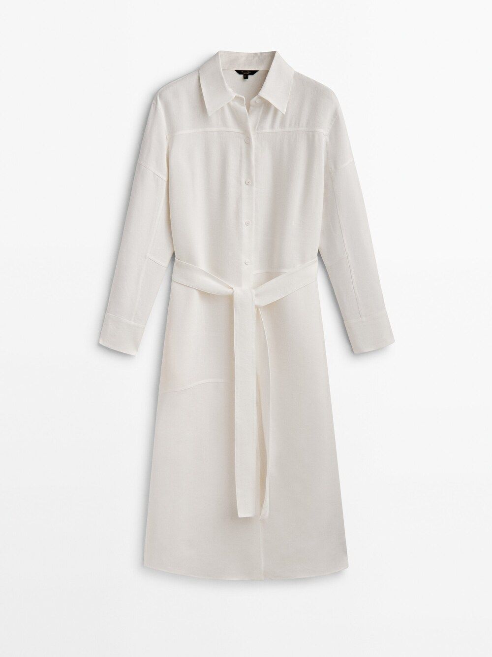 Linen blend shirt dress with seams | Massimo Dutti (US)