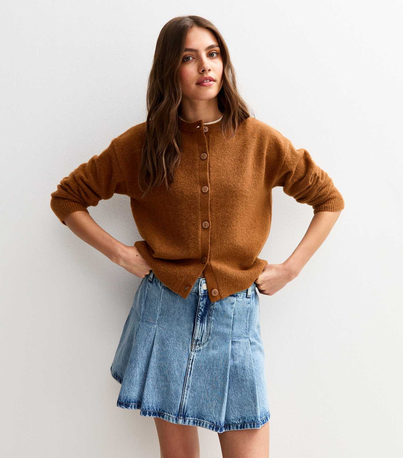 Tan Crew Neck Knit Cardigan | New Look | New Look (UK)