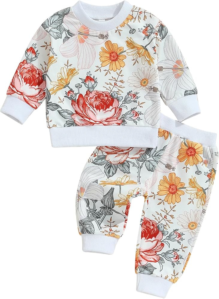 Mubineo Toddler Baby Girl Clothes Cute Long Sleeve Sweatshirt Sweatpant Outfits Fall Winter Tops ... | Amazon (US)