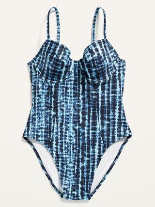 Tie-Dye Underwire High-Cut One-Piece Swimsuit for Women | Old Navy (US)