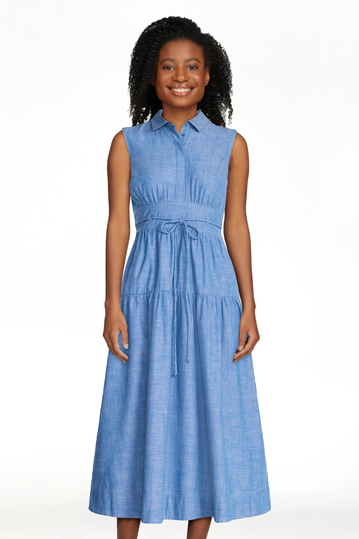 Free Assembly Women's and Women's Plus Sleeveless Cotton Maxi Shirtdress with Belt, Sizes XS-4X | Walmart (US)