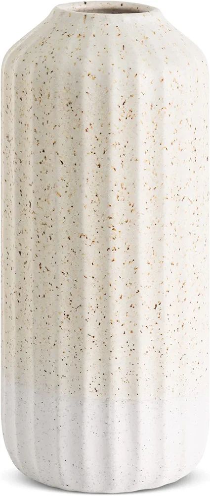 Labcosi Ceramic Vase, White Flower Vase for Centerpieces, Jumbo Farmhouse Vase Set for Shelf, Cof... | Amazon (US)