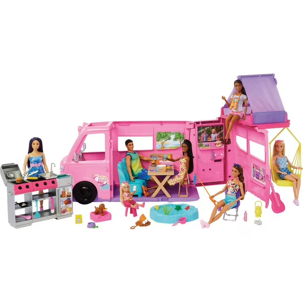 Barbie Dream Camper Playset with Roof Tent, BBQ Grill with Color-Change Feature & Accessories | Sam's Club
