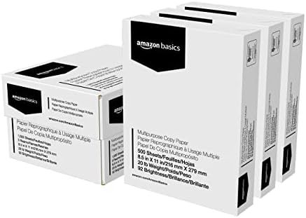 Amazon Basics Multipurpose Copy Printer Paper, 8.5 x 11 Inch 20Lb Paper - 3 Ream Case (1,500 Shee... | Amazon (US)