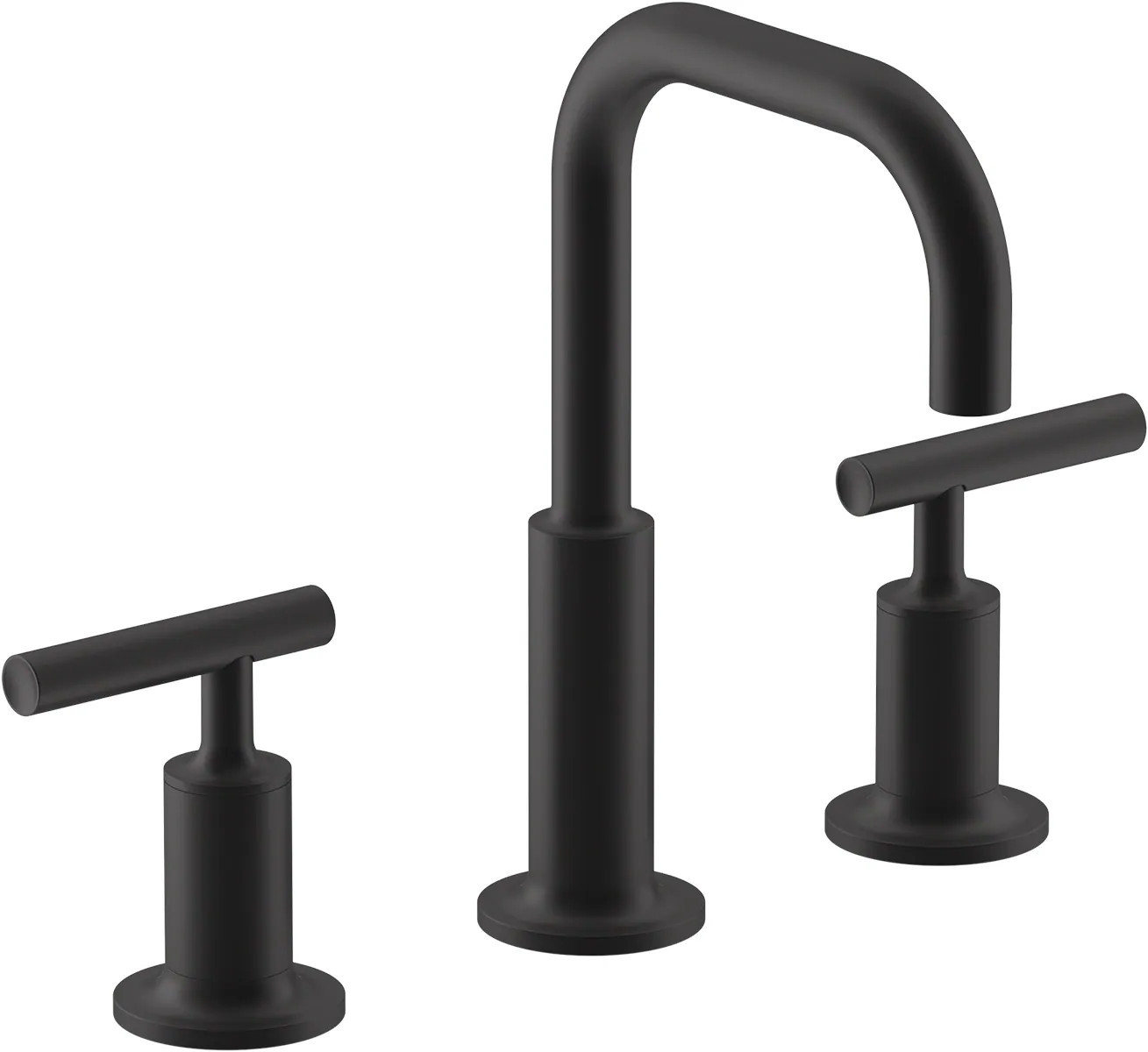 KOHLER Purist Matte Black Widespread 2-handle WaterSense Low-arc Residential Handle Bathroom Sink Faucet with Drain | K-14406-4-BL | Lowe's