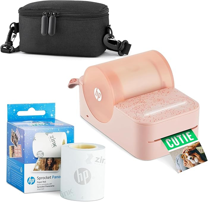 HP Sprocket Panorama Instant Portable Color Label & Photo Printer (Pink) Starter Bundle with case... | Amazon (US)