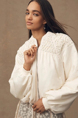 By Anthropologie Smocked Bomber Jacket | Anthropologie (US)