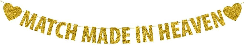 Match Made In Heaven banner, Bachelorette Party Decorations, Wedding Shower Party Decor, Engageme... | Amazon (US)