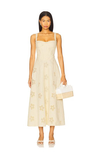 Lilah Corset Midi Dress in Yellow Daisy | Revolve Clothing (Global)