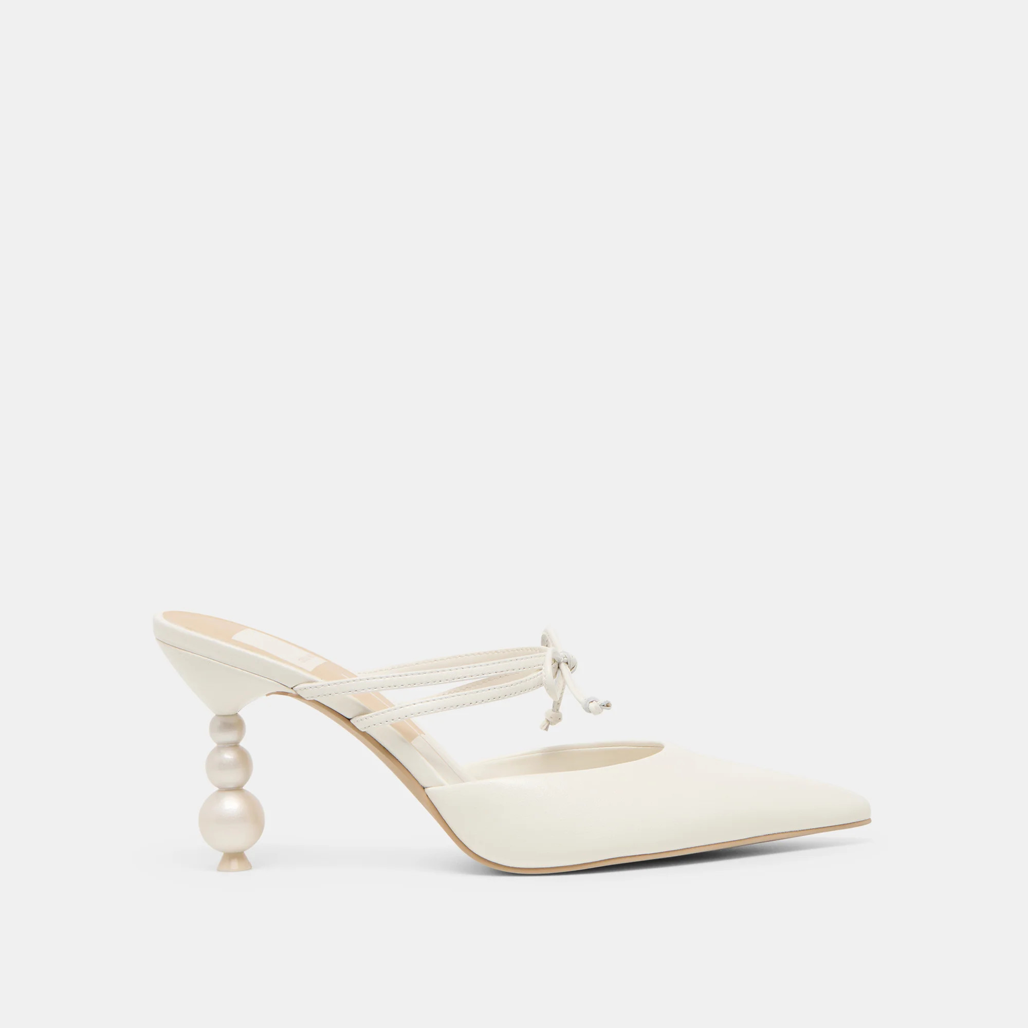 Klaire Pearl Heels True White Leather | DolceVita.com