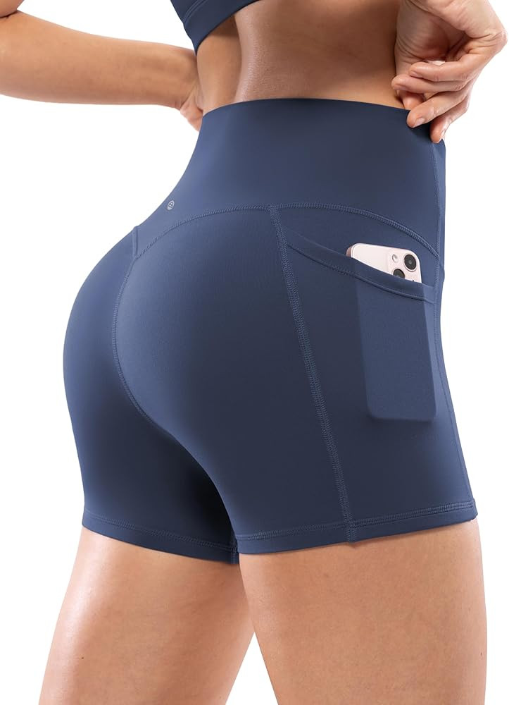 Workout Biker Shorts Womens with Pockets High Waist Yoga 2.5"/4"/6"/8"/10" Gym Running Volleyball... | Amazon (US)
