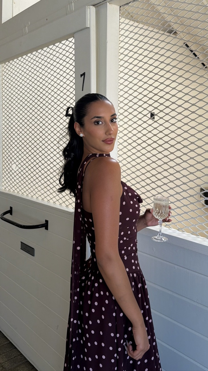 Spring wedding guest look: polka dot midi dress and slick back ponytail

#slickbackponytail #slickback #grwm

#LTKWedding #LTKgrwm #LTKootd