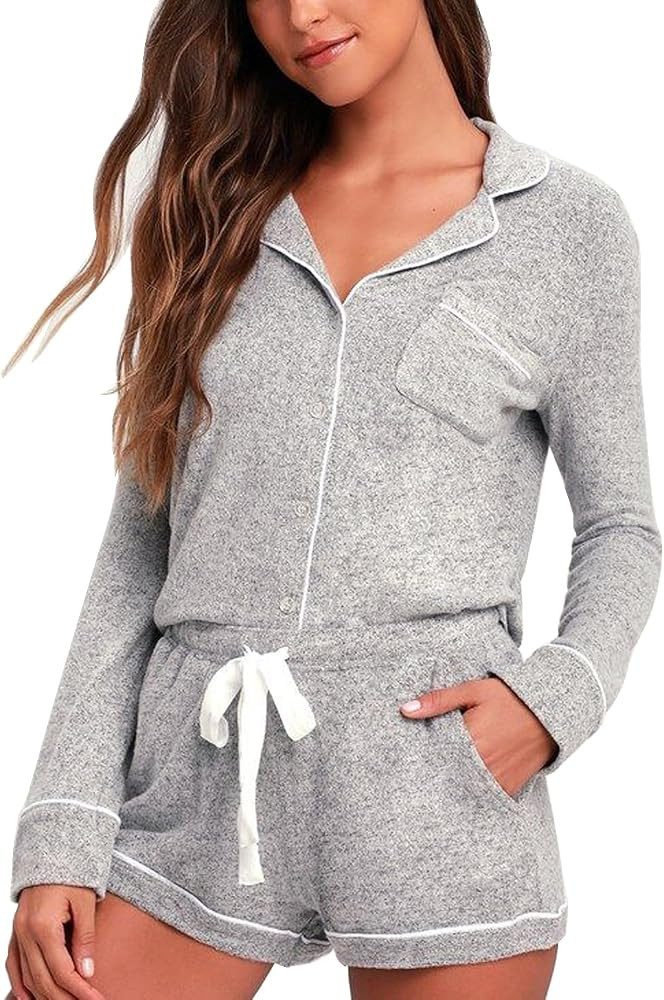 Aamikast Womens Pajama Sets Button Down Long Sleeve Sleepwear Soft 2 Piece Pjs Lounge Set | Amazon (US)