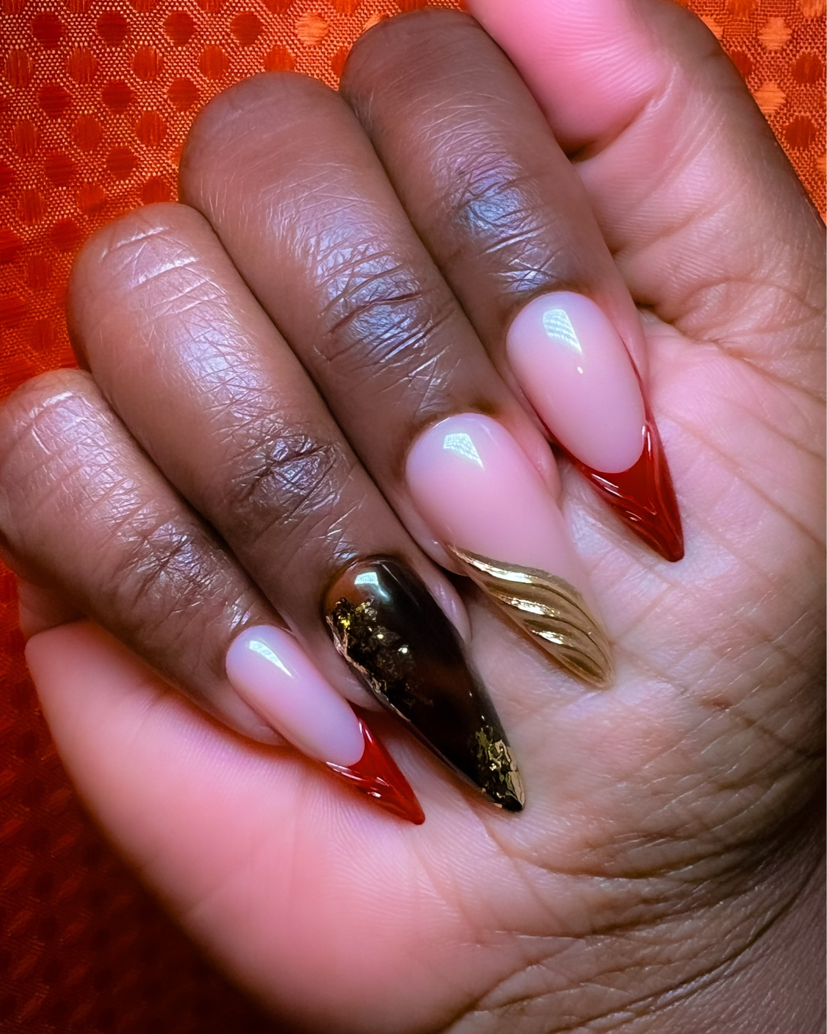 Holiday nails with gold, red and tortoise shell.

#LTKHoliday #LTKBeauty #LTKSeasonal