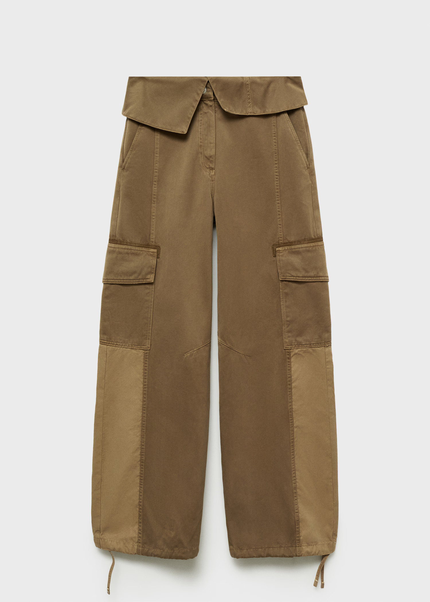 Cargo jeans with turn-up waist  - Women | MANGO United Kingdom | MANGO (UK)