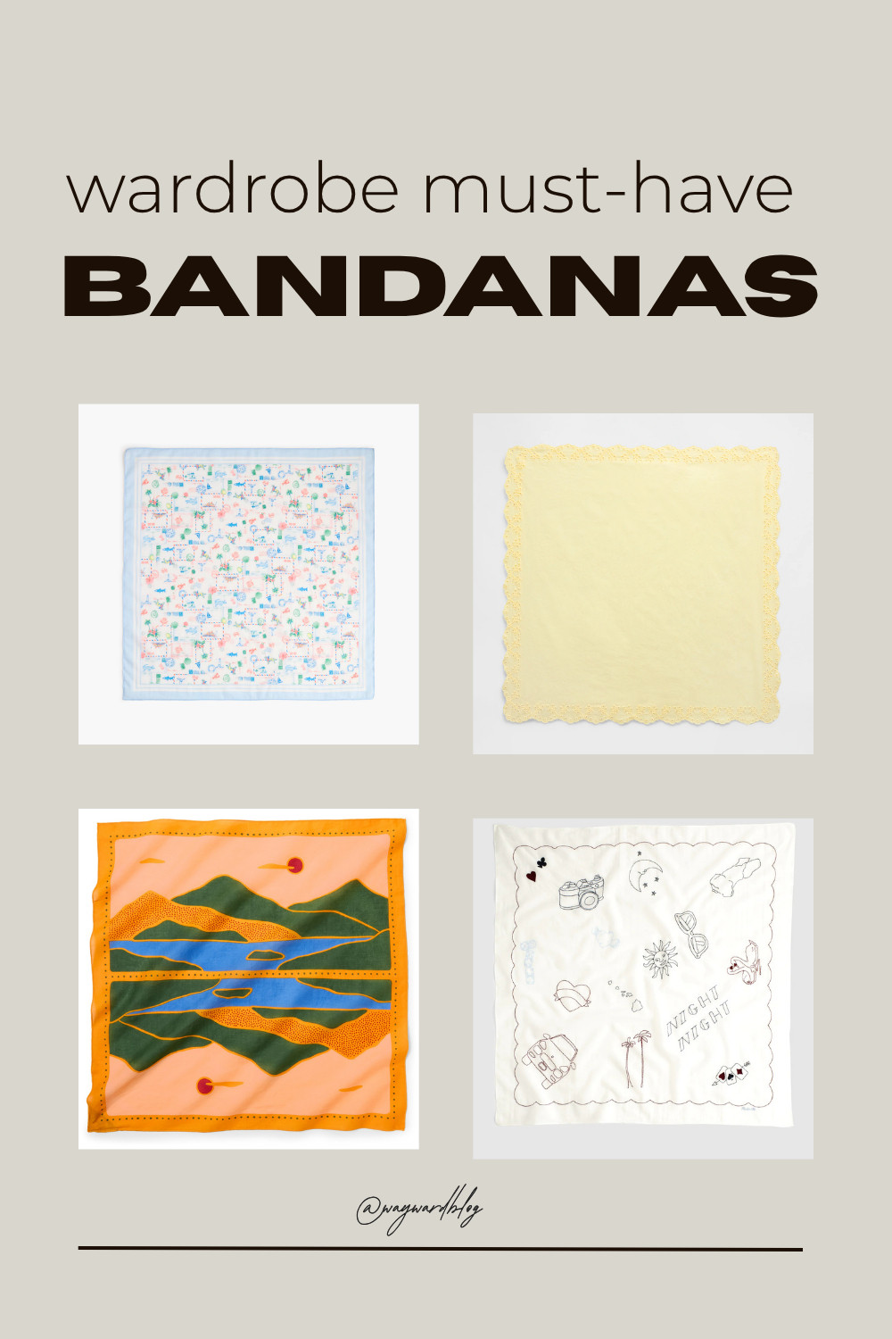 Four cutie bandanas for your hair, your neckline, or your bag. 

 #LTKootd #LTKSeasonal