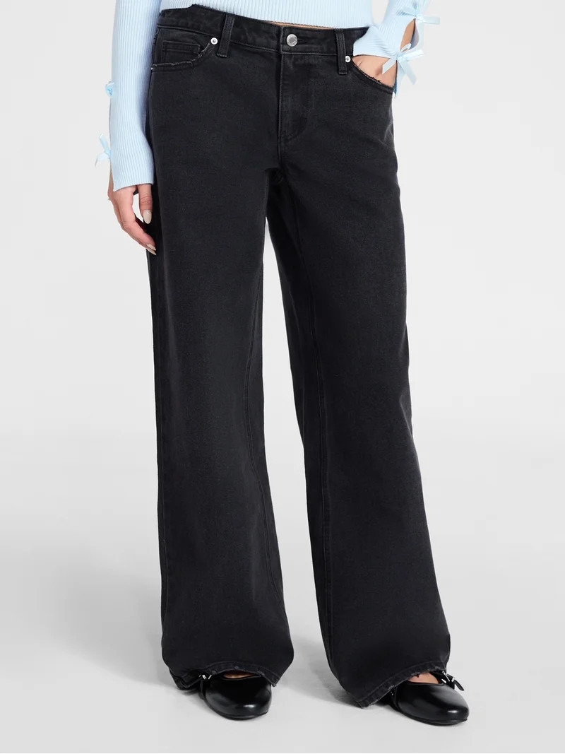 No Boundaries Mid-Rise Baggy Jeans, 31" Inseam, Women's 00-20 | Walmart (US)