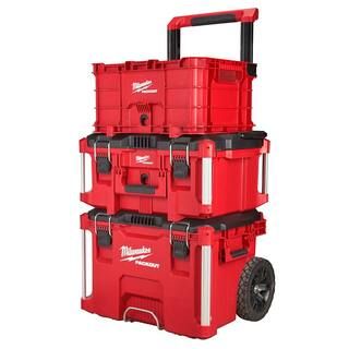 Milwaukee PACKOUT 22 in. Rolling Tool Box/22 in. Large Tool Box/18.6 in. Tool Storage Crate Bin-4... | The Home Depot