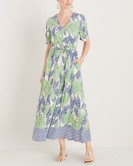 Leaf-Print Maxi Wrap Dress | Chico's