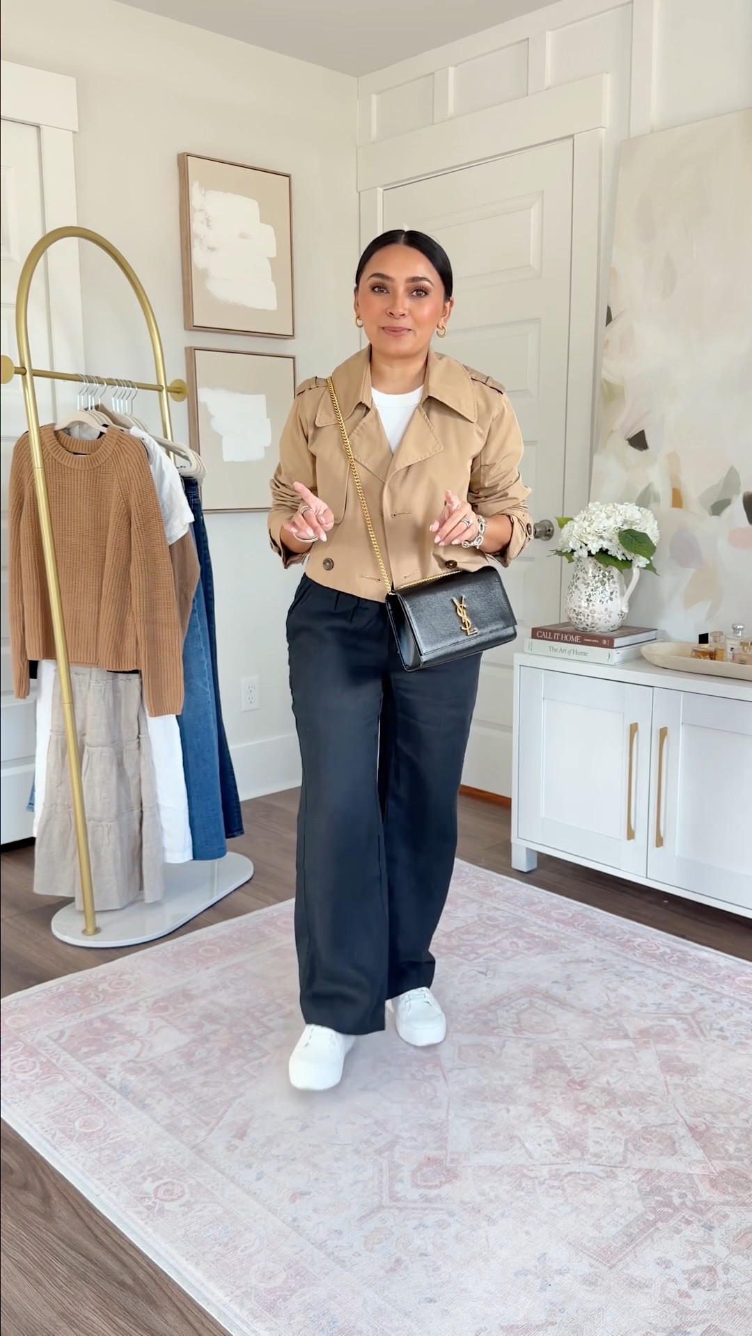 Outfits with sneakers for Travel
For reference: I’m 5’0, petite, 32b bra size, and 2/26 in bottoms, pear shaped. 
*Everything I share is unaltered! TTS means true to size. Between size 5-6.5 in shoes 

White sneakers size 6.5 TTS
Cropped trench coat size xxs TTS
White tanks size xs petite TTS
Black drawstring pants size small short TTS
M 

Europe outfits
Paris style
London looks
Spring outfits 2026
Spring dresses
Business casual workwear


#LTKPetite #LTKTravel #LTKSpringSale

#LTKgrwm #LTKPetite #LTKootd