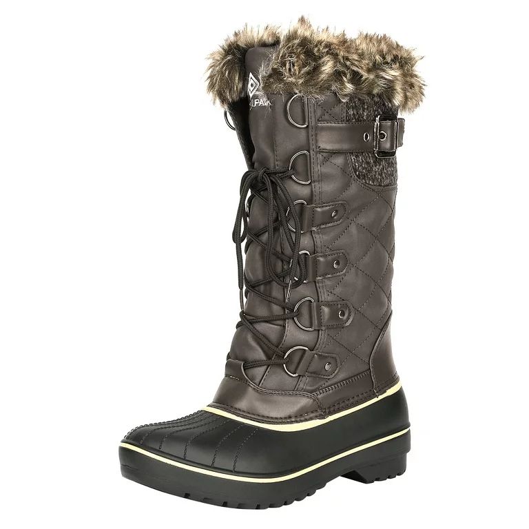 Dream Pairs Women's Warm Faux Fur Lined Mid Calf Winter Waterproof Snow Boots DP-AVALANCHE BROWN ... | Walmart (US)
