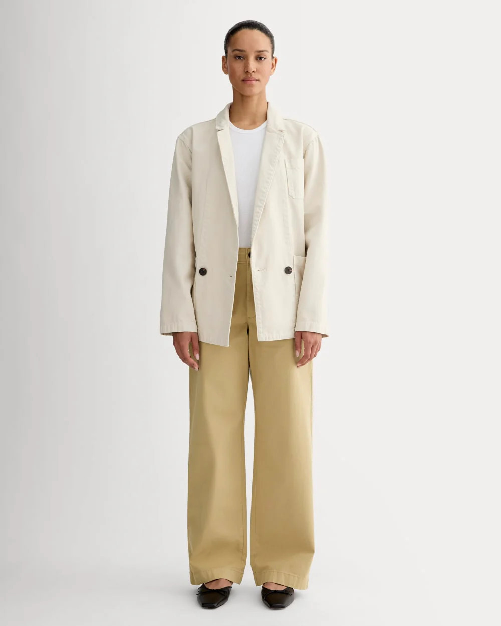 Everlane Wide-Leg Chino Pant | Classic Khaki | 2 | Cotton | Everlane