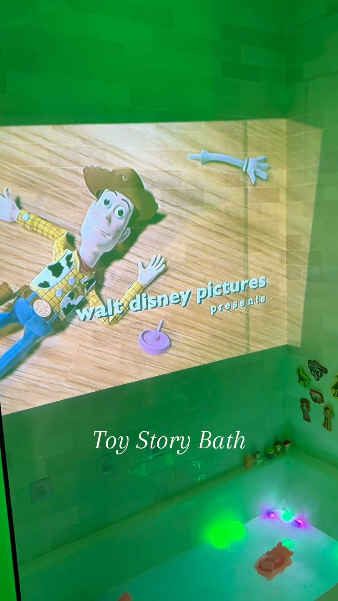 Kids Toy Story bath with Toy Story toys