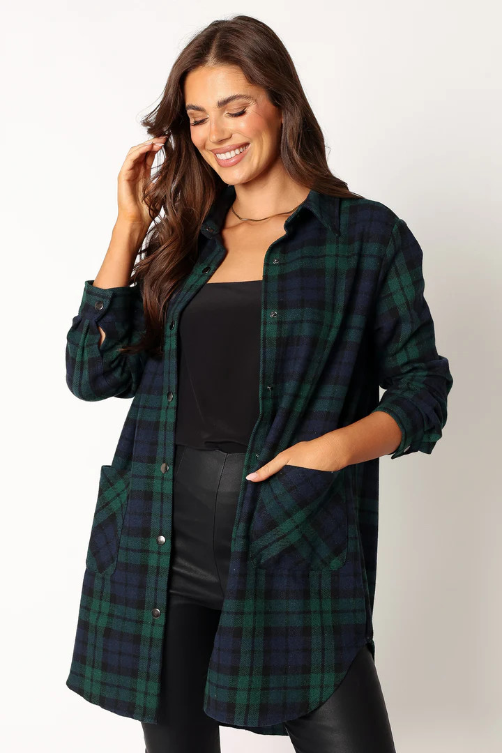 Lilith Plaid Shacket - Hunter Green | Petal & Pup (US)