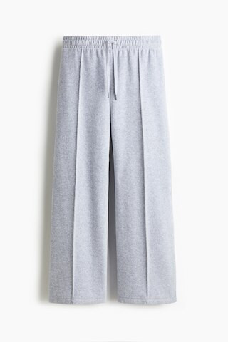 H & M - Wide-Leg Velour Joggers - Gray | H&M (US + CA)