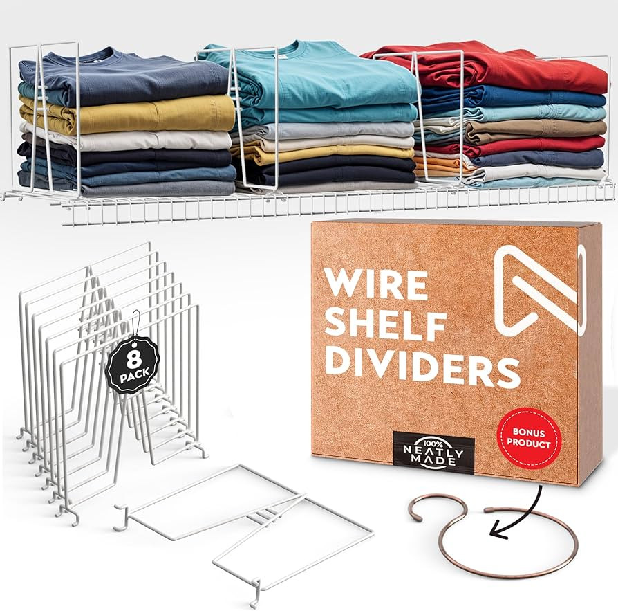 Neatly Made Tall White Wire Shelf Dividers for Closet Organization – Sturdy and Easy Set-Up Clo... | Amazon (US)