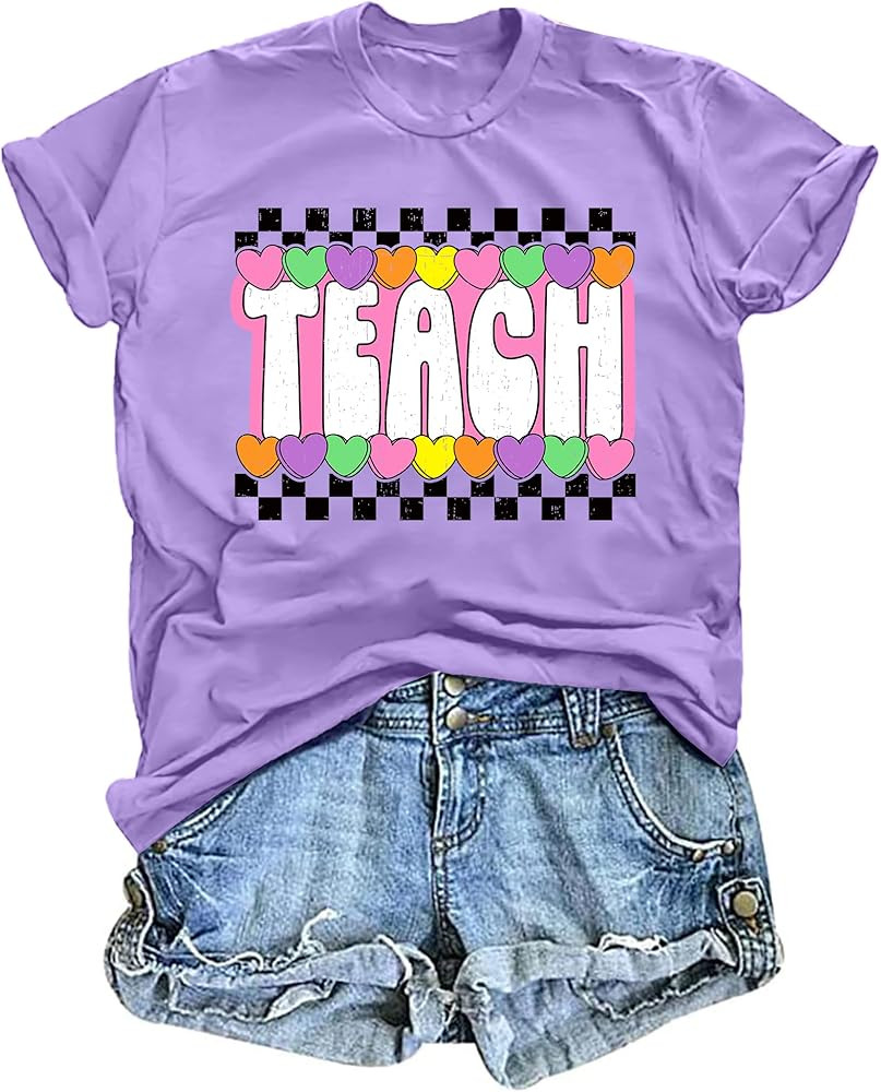 Teacher Shirts for Women: Funny Teach T Shirt Teacher Life Tees Cute Teachers Gifts Tops Blouse | Amazon (US)