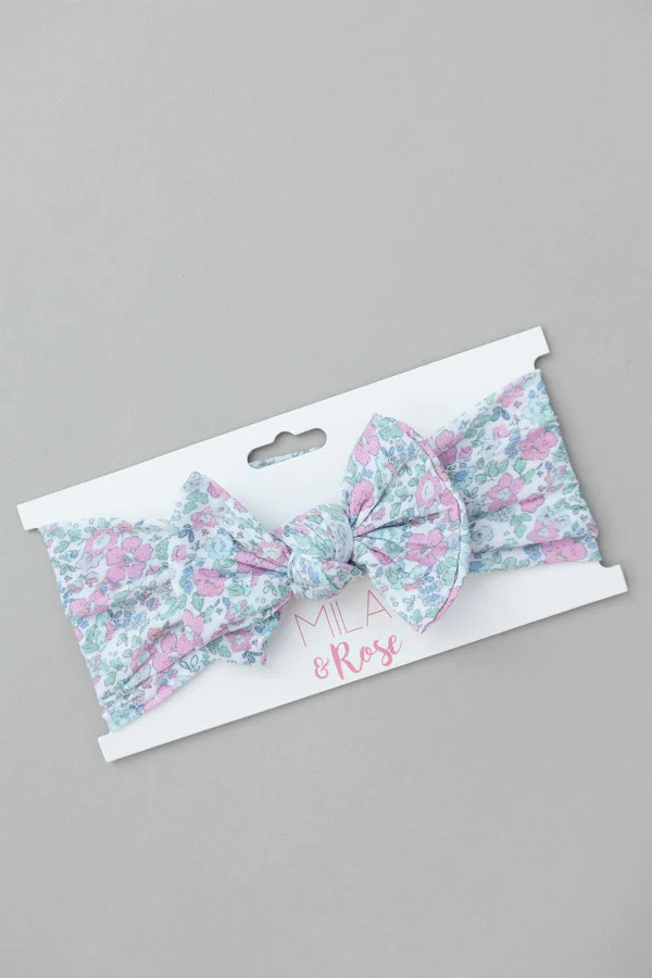 Hydrangea Nylon Bow Headwrap | Mila and Rose